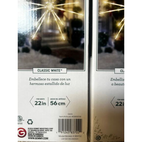 Gemmy LED LightShow 22” Diameter Starburst, classic white,  5 Dazzling Effects - Picture 3 of 4